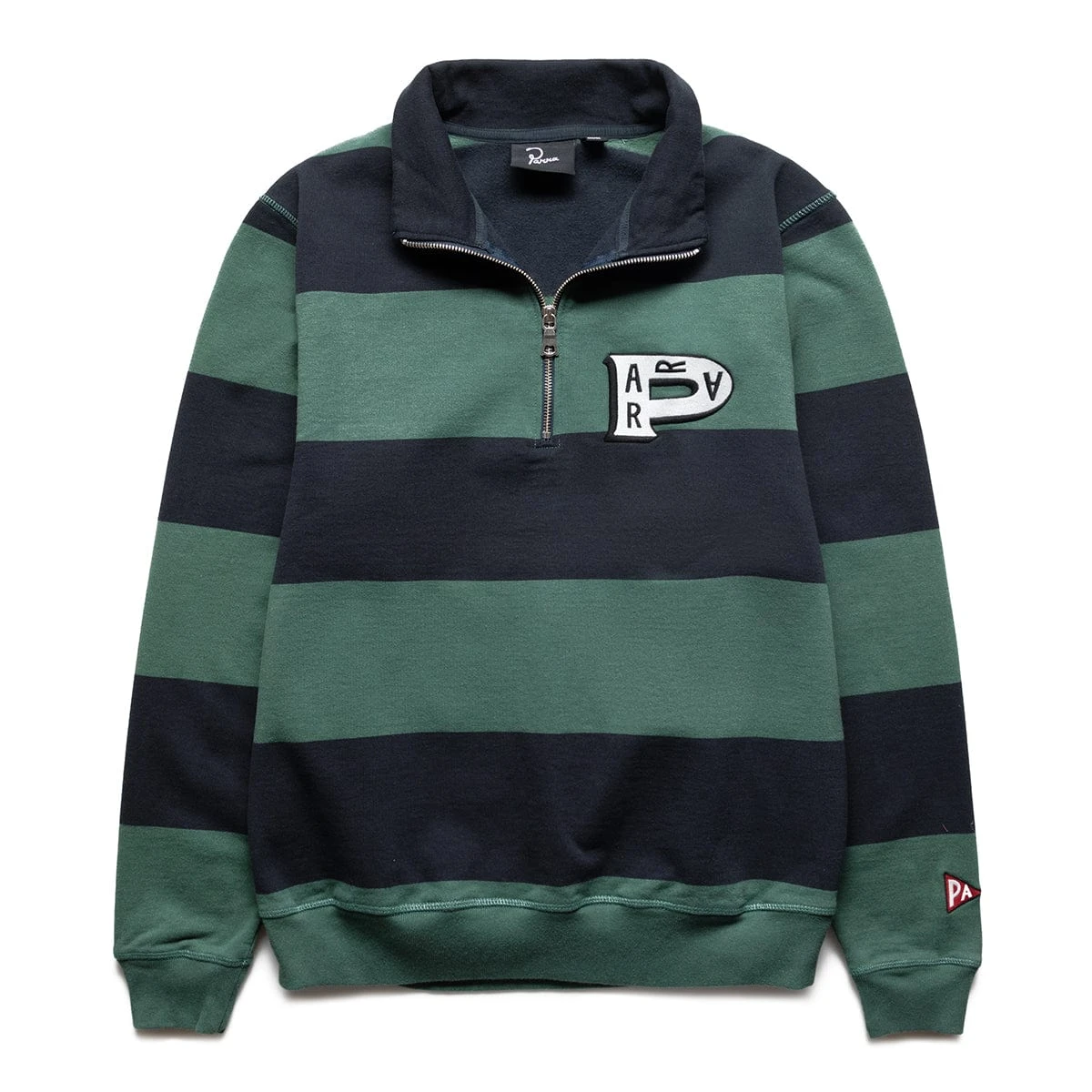 By Parra WORKED P STRIPED HALF ZIP SWEATSHIRT