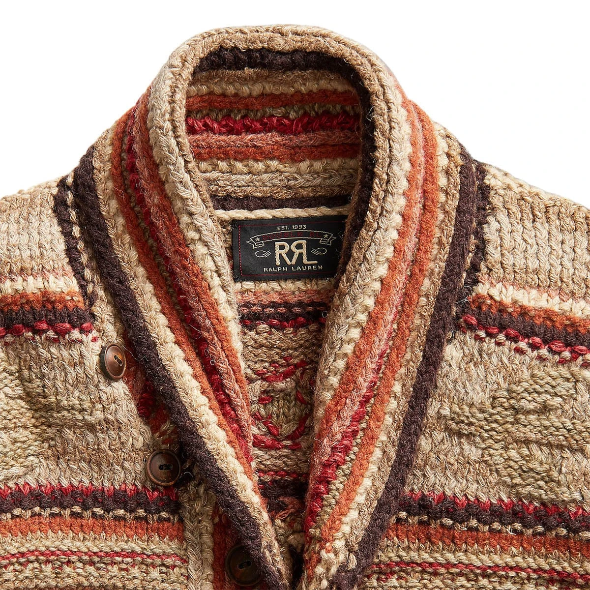 RRL HAND-KNIT MIXED STICHES SHAWL CARDIGAN - Image 3