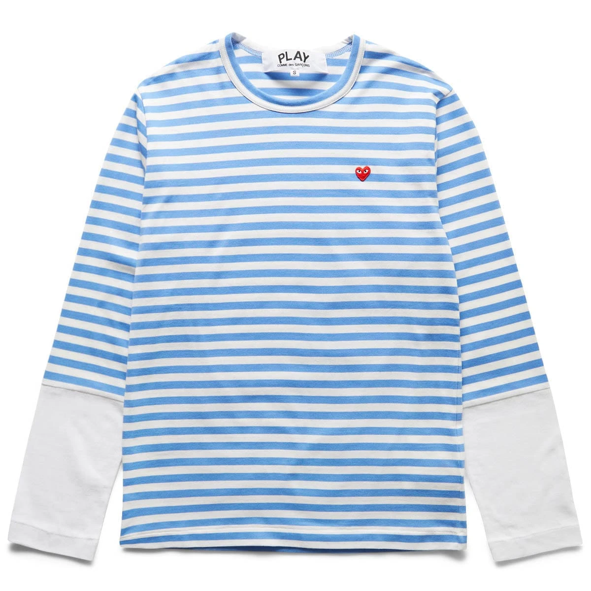 Comme Des Garçons Play STRIPED WHITE SLEEVE T-SHIRT