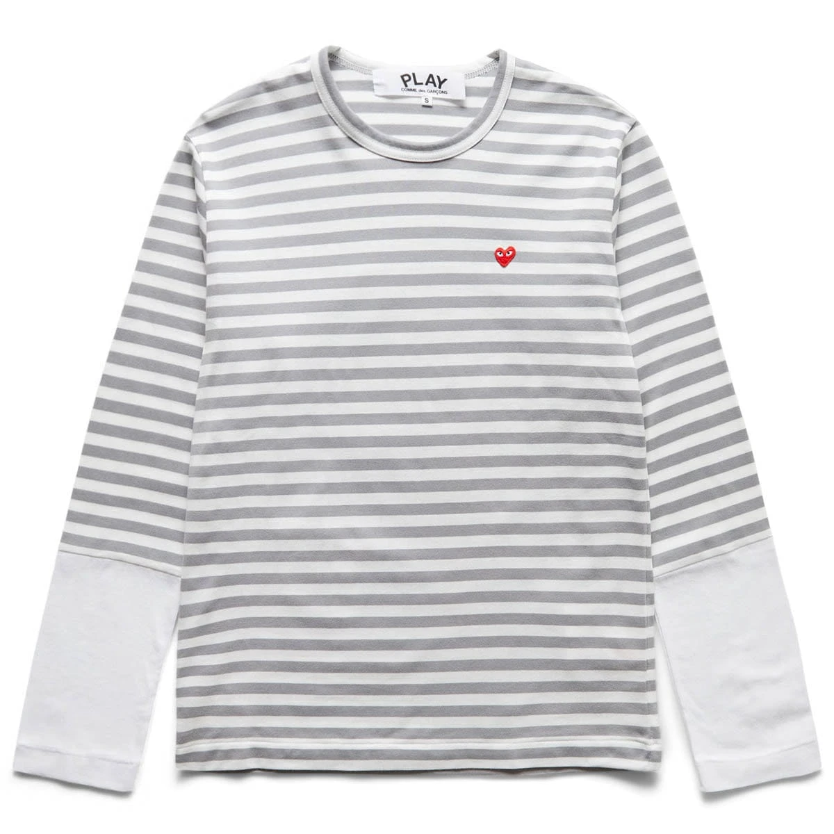 Comme Des Garçons Play STRIPED WHITE SLEEVE T-SHIRT