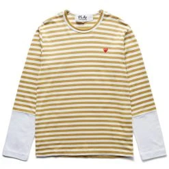 Comme Des Garçons Play STRIPED WHITE SLEEVE T-SHIRT