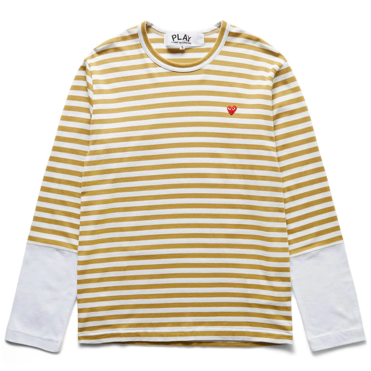 Comme Des Garçons Play STRIPED WHITE SLEEVE T-SHIRT