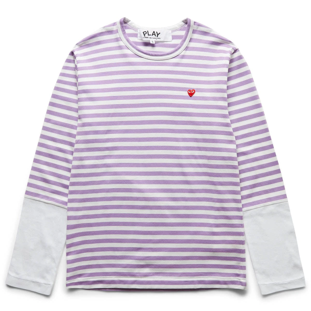 Comme Des Garçons Play STRIPED WHITE SLEEVE T-SHIRT