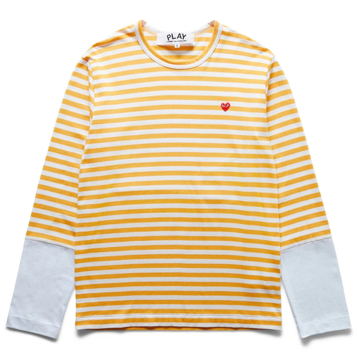 Comme Des Garçons Play STRIPED WHITE SLEEVE T-SHIRT
