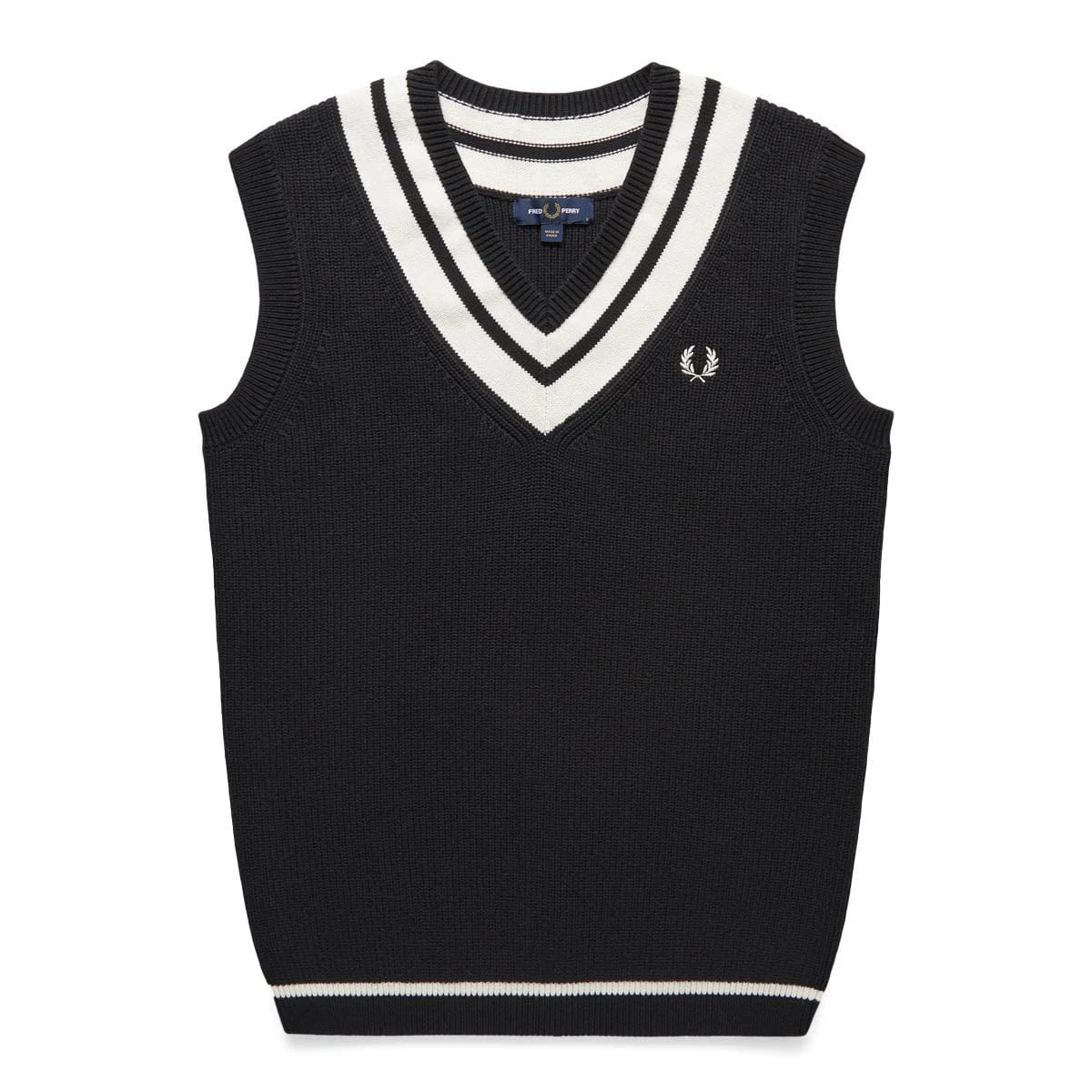 Fred Perry STRIPED TRIM V-NECK TANK