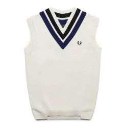 Fred Perry STRIPED V-NECK KNITTED TANK
