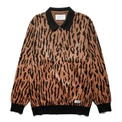 Wacko Maria LEOPARD KNIT POLO SHIRT