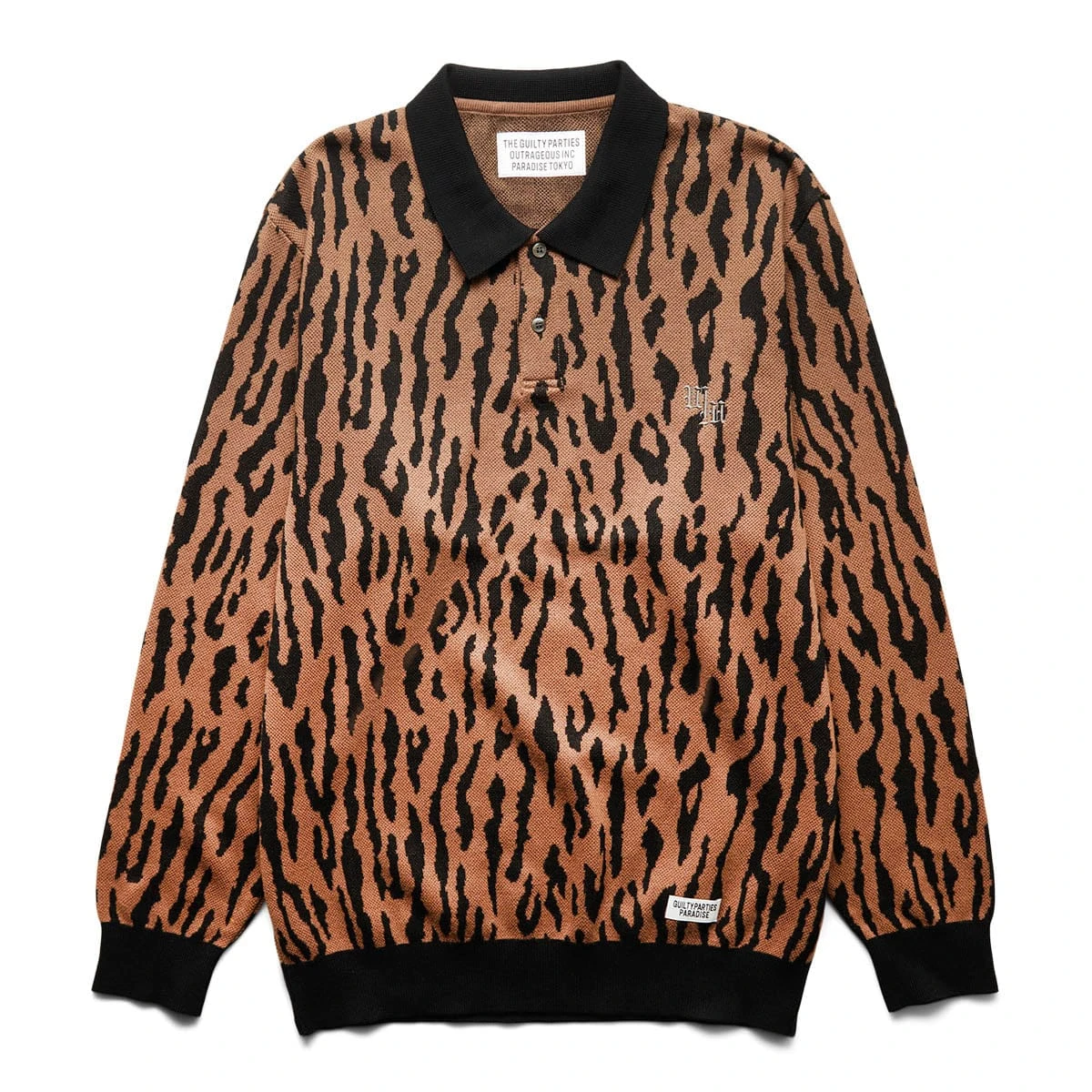 Wacko Maria LEOPARD KNIT POLO SHIRT